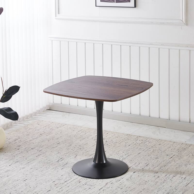 Pedestal Dining Table Round Top MDF and Metal Halloween Style Modern