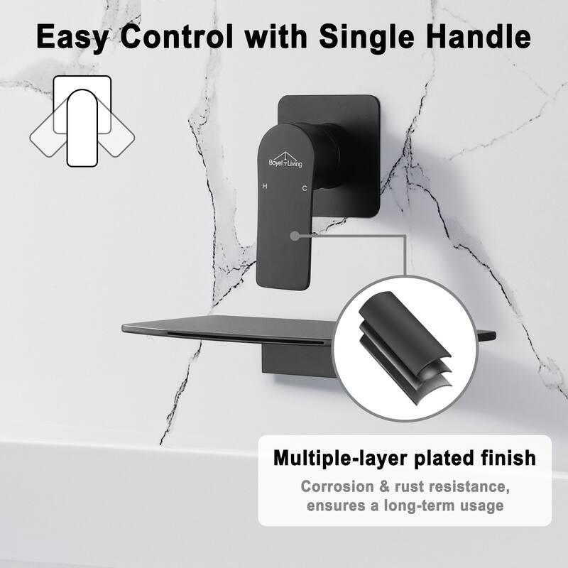 CASAINC Single Handle Wall Mounted Waterfall Tub/Kitchen Faucet