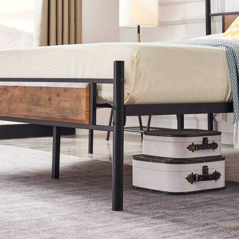 Javlergo 3-Piece Bedroom Set with Bed Frame and 2 Nightstand, Brown