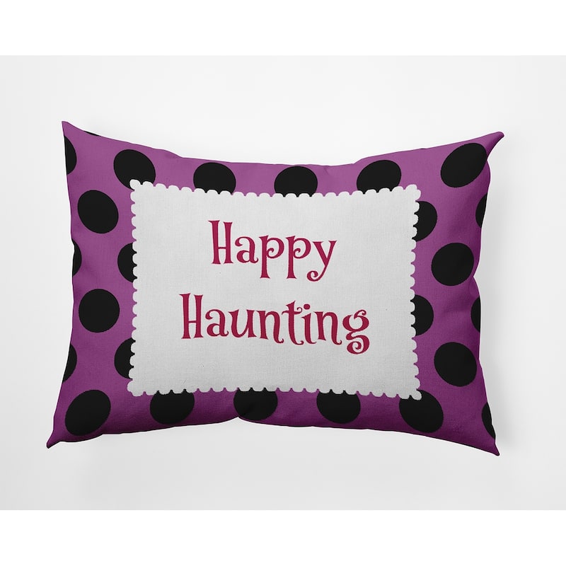 Halloween Happy Haunting Dots Accent Pillow - Orchid - 14" x 20"