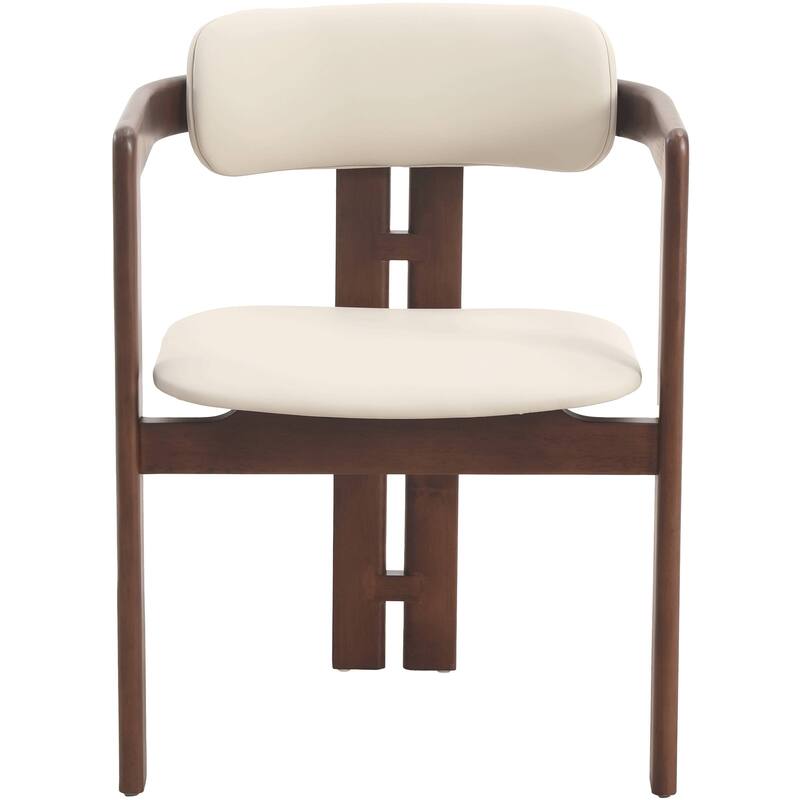 Dining Chairs Upholstered Leather Seats in Rubberwood Set of 2 Arm Chairs Open Back Design