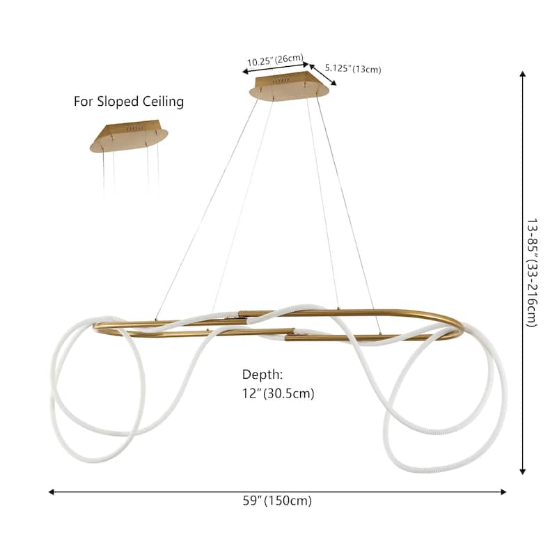Silicone Rope/Metal Dimmable Integrated LED Chandelier, By JONATHAN Y