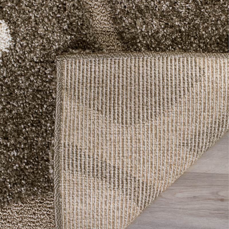 SAFAVIEH Florida Shag Neliha Floral 1.2-inch Thick Rug - 5' Square - Smoke/Beige - Square