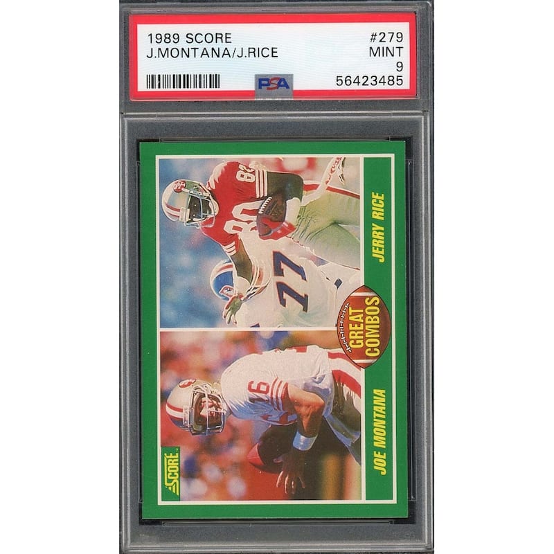 Joe Montana Jerry Rice 1989 Score Football Card #279 Graded PSA 9 - 8'6" x 11'6"