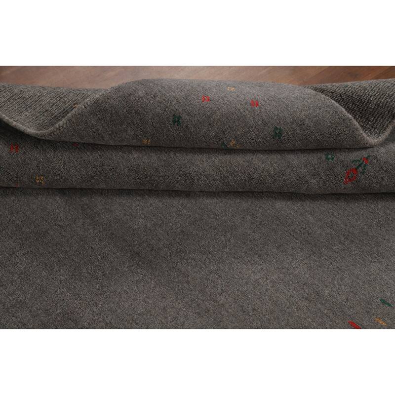 Hand Knotted Oriental 100% Wool Carpet Tribal Tribal Greys & Charcoal Gabbeh Area Rug - 8' 3'' X 5' 1''