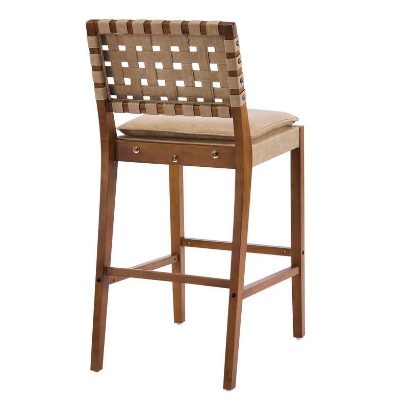 Christopher Knight Home - Rieti Industrial-Inspired Barstool Set with Crossback PU Upholstery and Wooden Frame