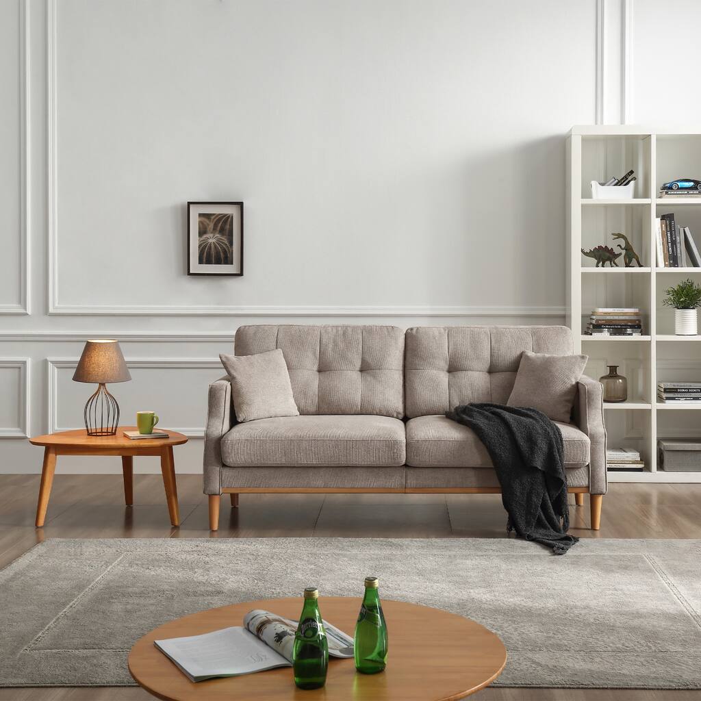 3 Seater Sofa With Waterproof Fabric, USB Charge Port, Light Gray, Fabric