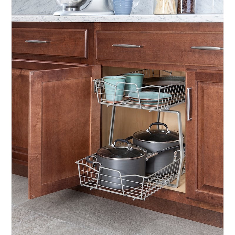 ClosetMaid Two Tier Nickel Pull Out Cabinet Organizer
