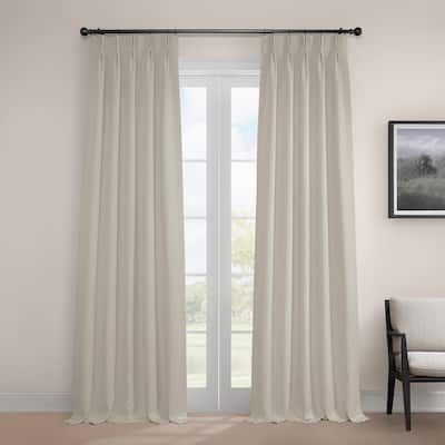 Exclusive Fabrics French Pleated Textured Faux Linen Room Darkening Curtains for Bedroom & Living Room Curtains Single Panel