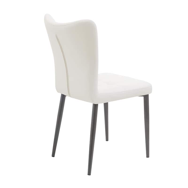 Set Of 2 High-Back Dining Chairs With Ergonomic Design: Wrought Iron Frame, Leather Seat, And High-Rebound Sponge Cushions