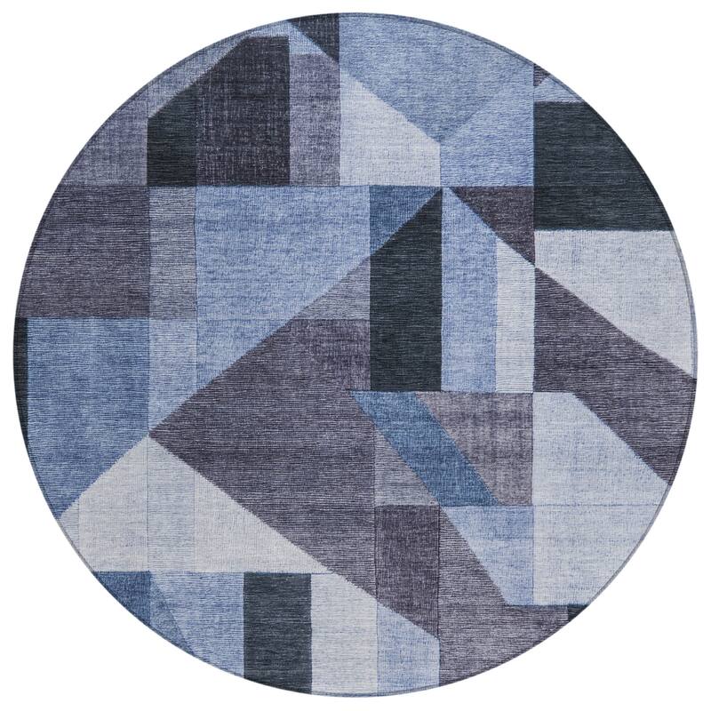 Machine Washable Indoor/ Outdoor Modern Geo Chantille Rug