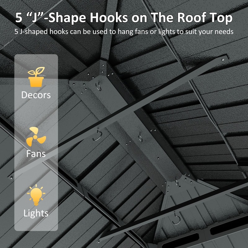 VEIKOUS Aluminum Double Hardtop Gazebo Pergola for Patio, Lawn, and Garden with Removable Netting