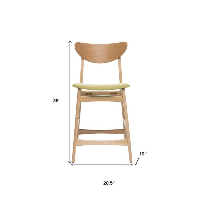 HomeRoots Set of Two Green and Natural Fabric and Wood Low Back Bar Height Bar Chairs