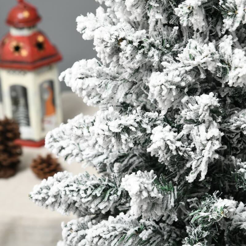 HOMCOM 5' Tall Pre-Lit Slim Noble Fir Artificial Christmas Tree with Realistic Branches, 110 Warm White LED Lights and 294 Tips