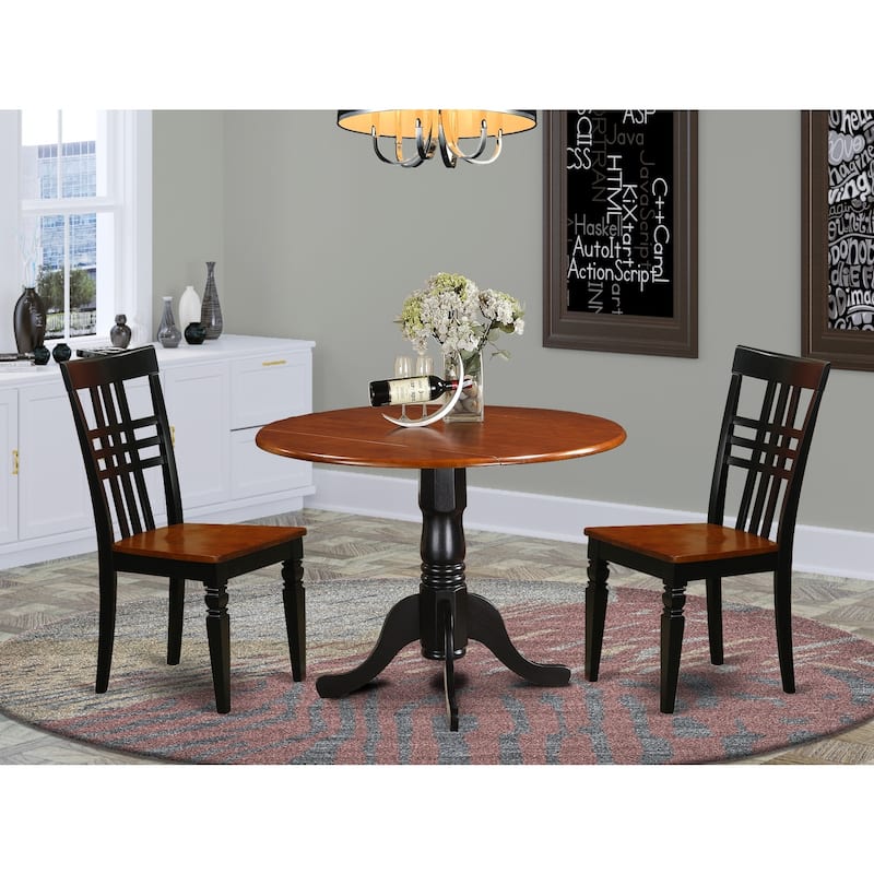 Round Dining Table Set - 3 Piece Kitchen Table with Chairs, 42 Inch, Black Cherry Finish