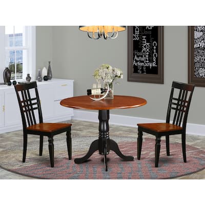 Round Dining Table Set - 3 Piece Kitchen Table with Chairs, 42 Inch, Black Cherry Finish