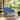 Outdoor Patio Loveseat with Table Brown Wicker - Blue cushion