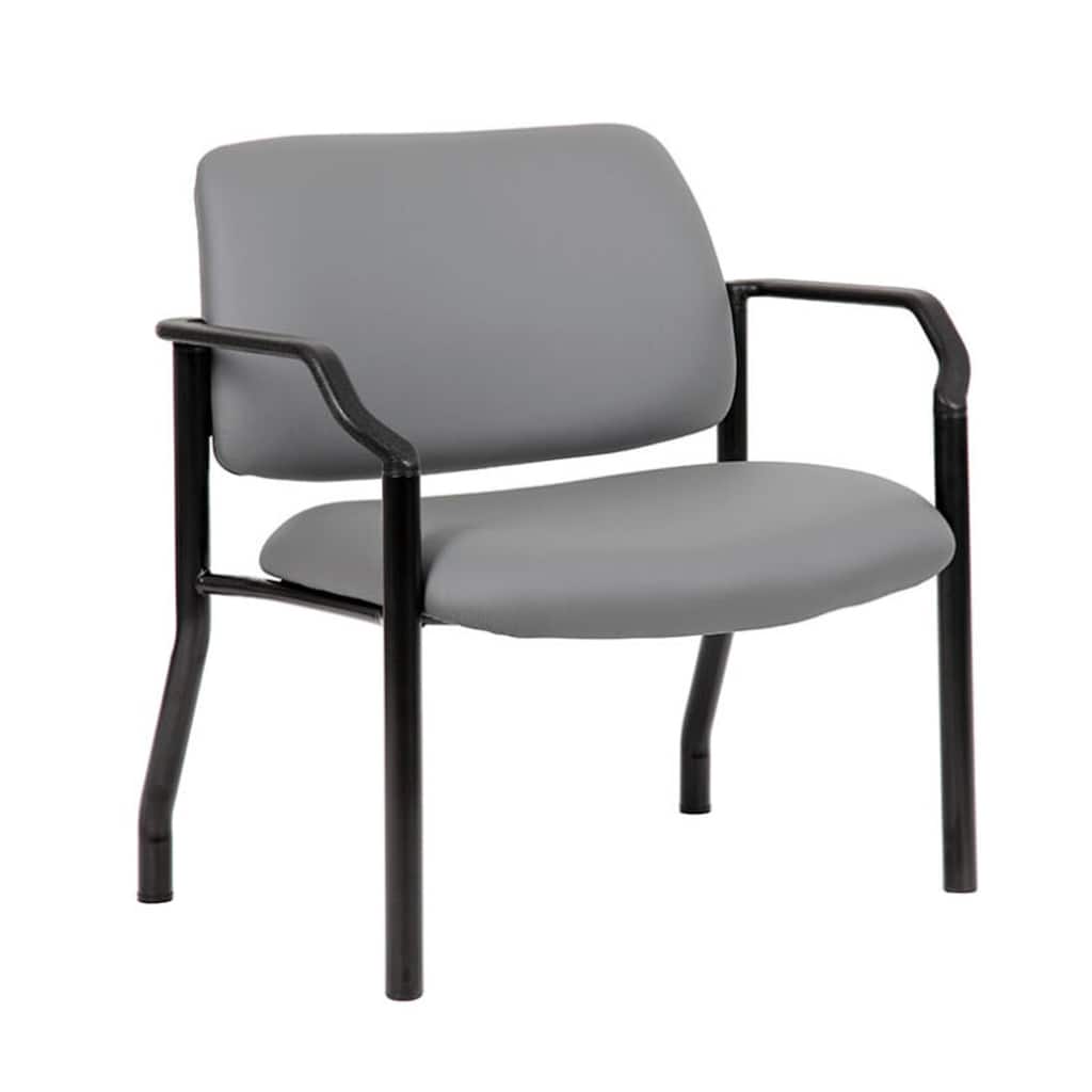 Theo XL Wide Guest Chair, Gray Antimicrobial Vinyl, 500 lbs