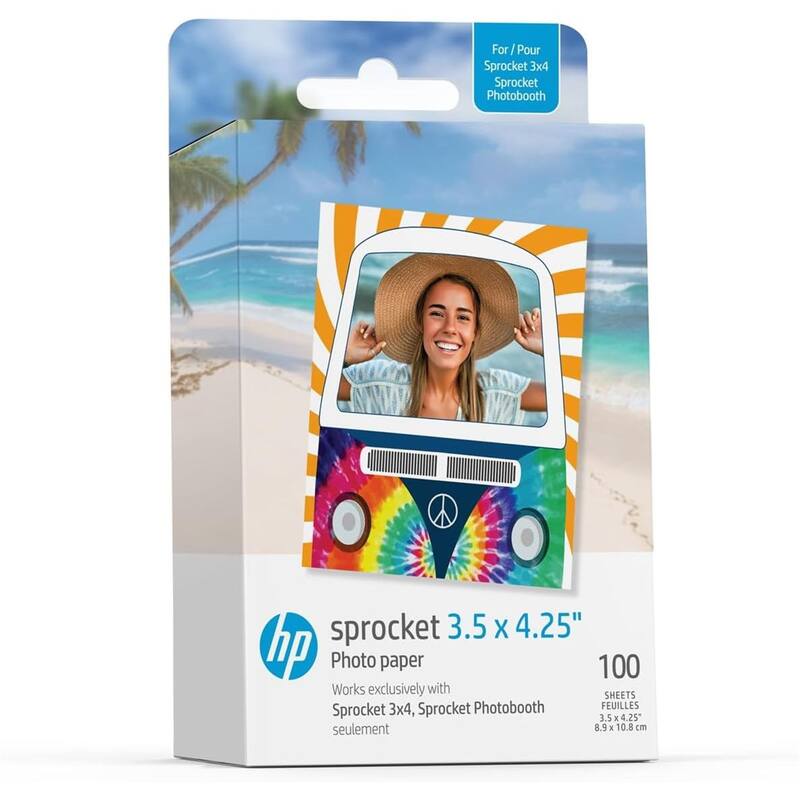 HP Sprocket Photobooth 3x4 Photo Printer (Pink) Bundle with Zink Paper (100 Sheets) & Carrying Case - Pink