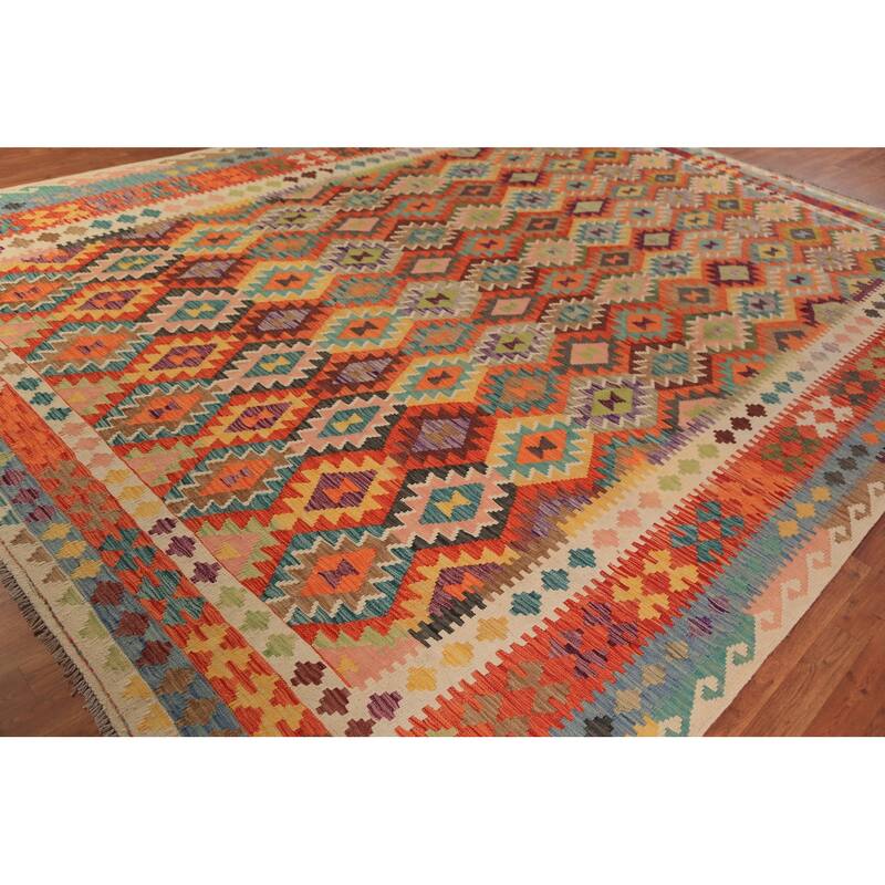 Kilim Oriental Rug Flatweave Reversible Multi-Color Wool Carpet - 10'2"x 13'4"