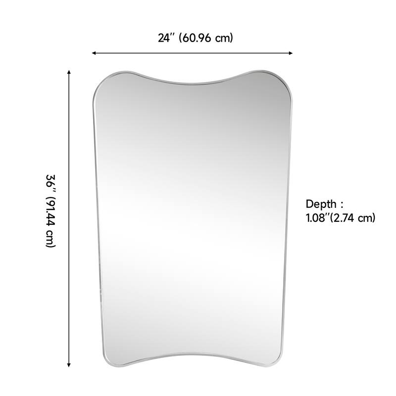 JONATHAN Y Alfie Irregular Metal Framed Wall Mounted Mirror with Flat Bottom