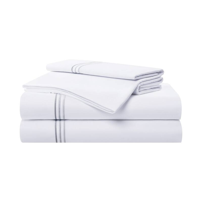 Aston & Arden 600 Thread Count Cotton Sateen Sheet Set - Steel Grey - Full