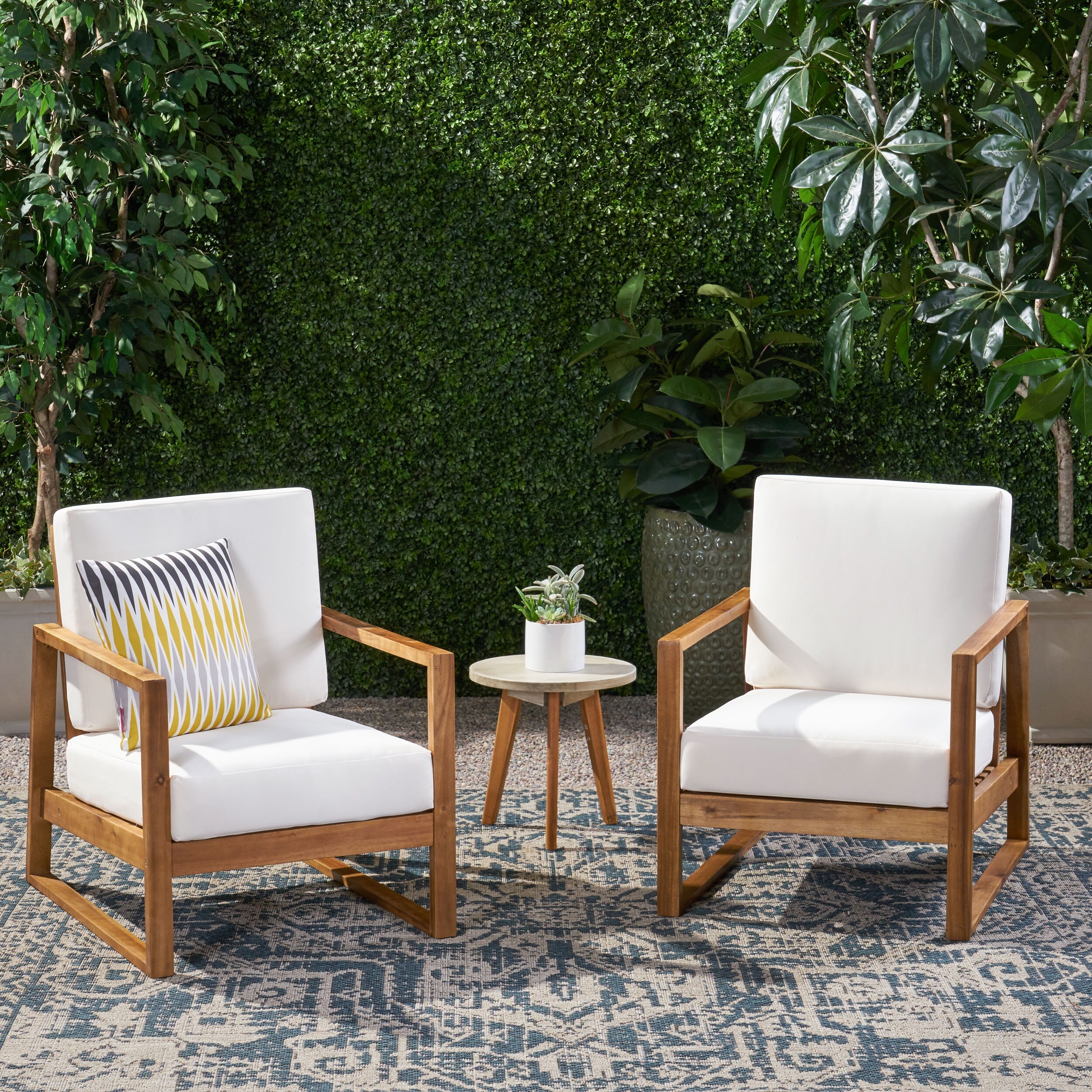 Belgian Outdoor Wood Club Chairs Set of 2 by Christopher Knight Home