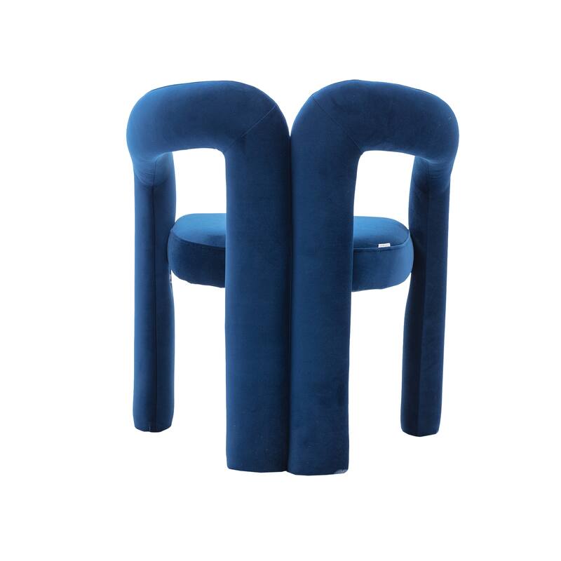 Navy Modern 25.2" Upholstered Accent Chair with Curved Circular Backrest and High-Density Foam (Set of 2)