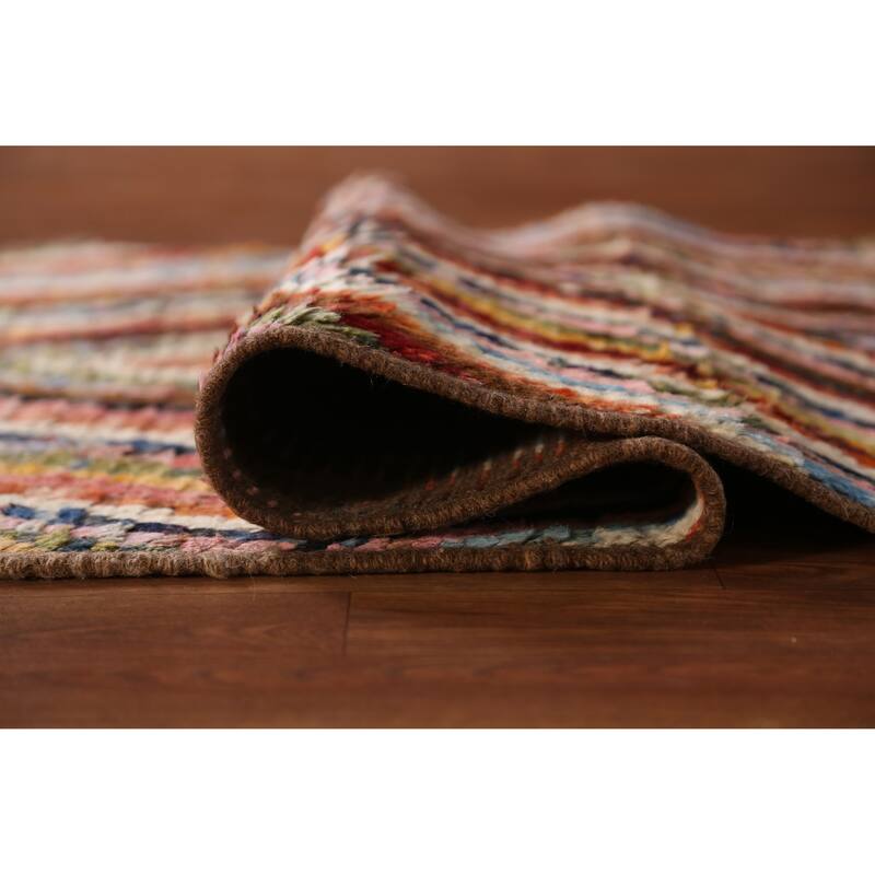 Geometric Moroccan Runner Rug Hand-Knotted Tribal Oriental Wool Carpet - 2'11" x 9'5"