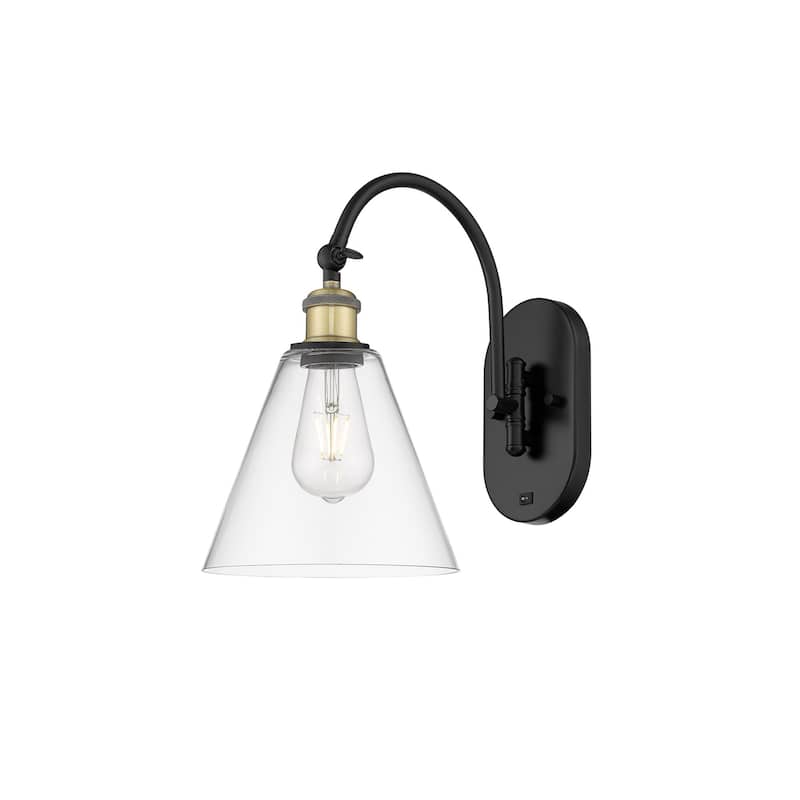 Innovations Lighting 518-1W-14-8 Berkshire Sconce Berkshire 14" Tall - Black Antique Brass / Clear
