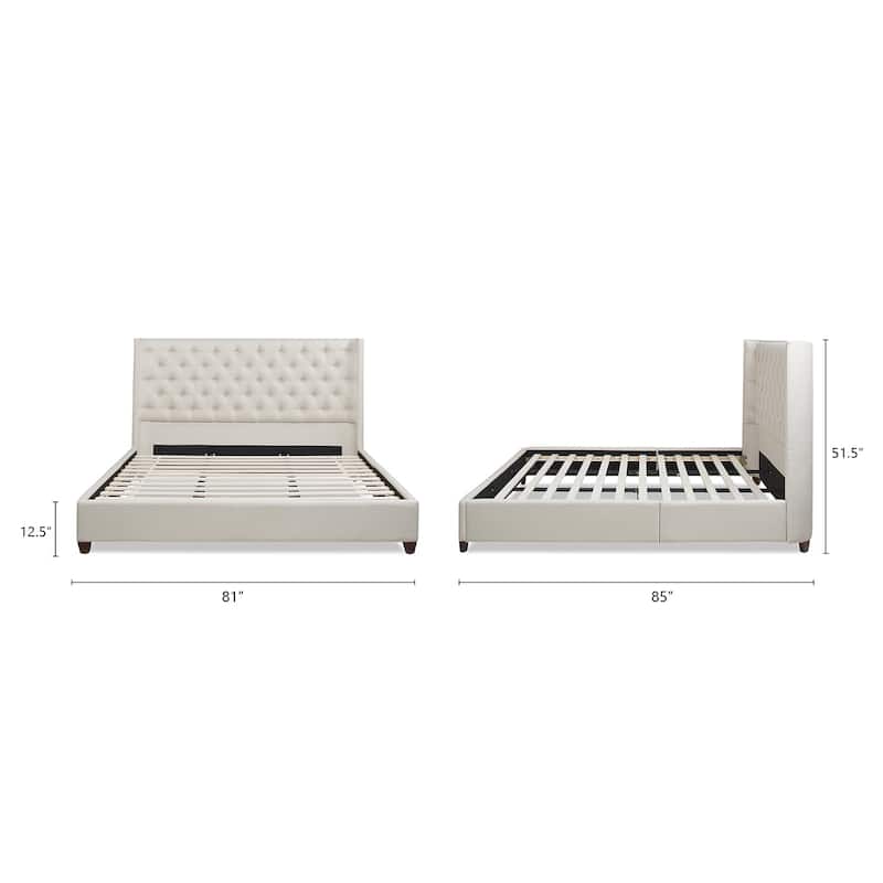 Manhattan Tufted Wingback Headboard King Platform Bed