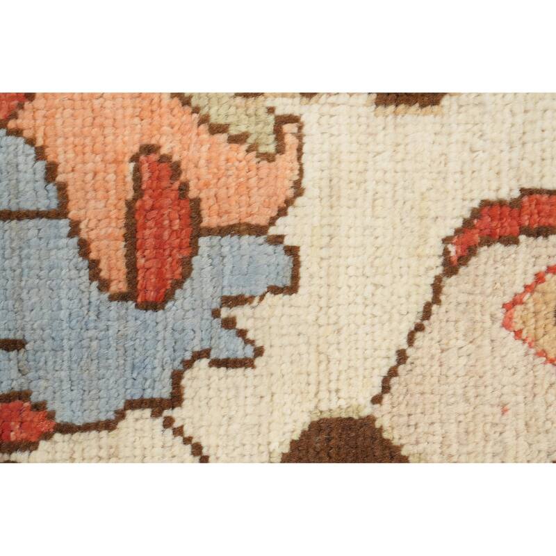 Hand Knotted Oriental 100% Wool Carpet Transitional Medallion Navy Blue & Blues Oushak Area Rug - 13' 6'' X 11' 2''