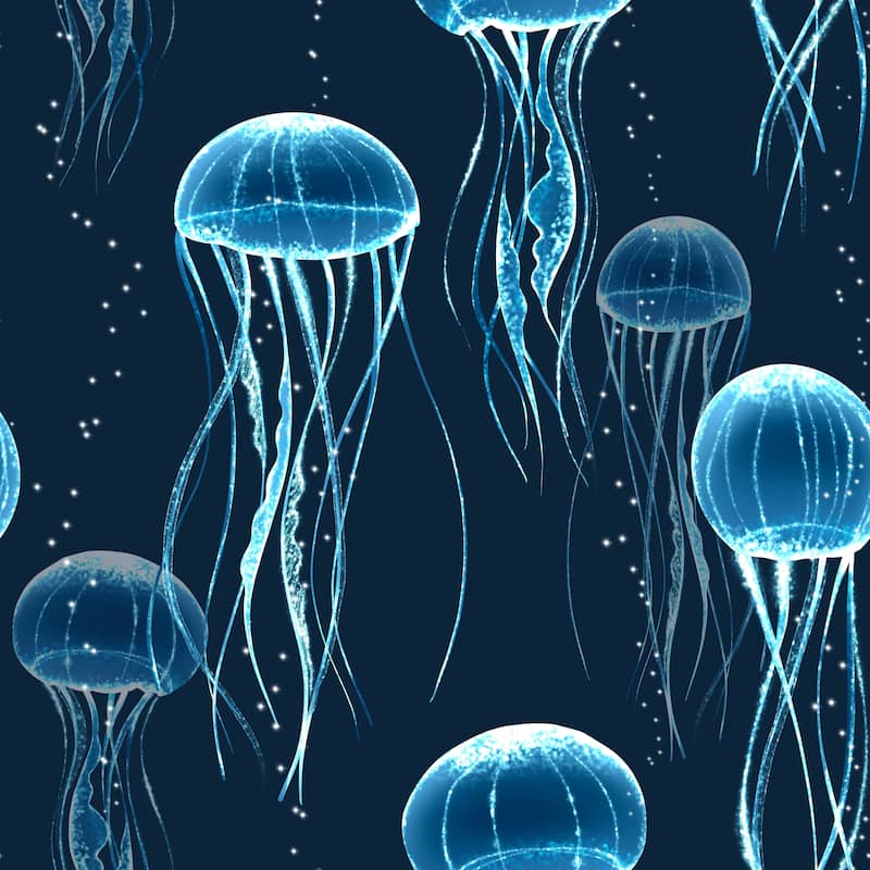 Marine Jellyfish Removable Wallpaper - 24'' inch x 10'ft - 24'' inch x 10'ft - Blue
