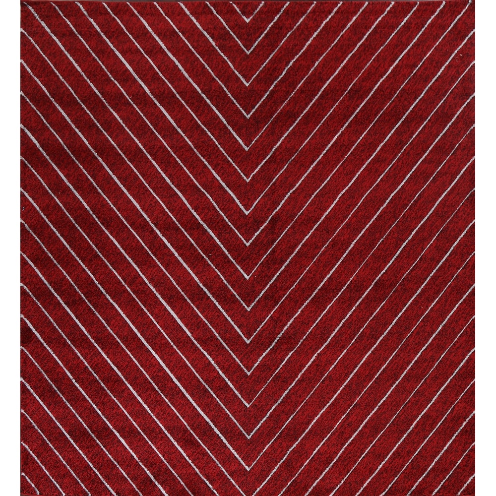 Red Chevron Style Transitional Oriental Turkish Rug Modern Carpet