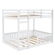preview thumbnail 3 of 11, Full over Full Modern Wood Bunk Bed with Ladder and Guardrails for Living Room