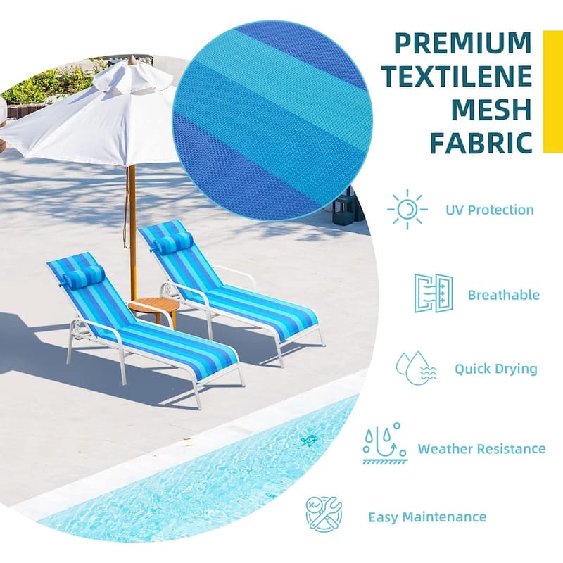 EROMMY Outdoor Patio Lounge Chair, Adjustable Recliner Outdoor Lounge Chairs, Multiple Colors Available