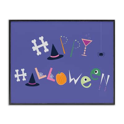 Stupell Eclectic Happy Halloween Framed Giclee Art Design By Sazerelli Designs