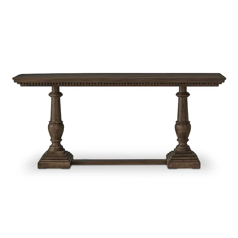 NADAAL STUDIOS Alrican Console Table, Molding Detail Edge in Mango Wood, Rectangular, Brown Finish