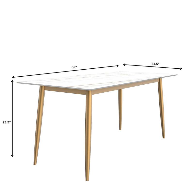 Zayle Dining Table with a 71" Rectangular Top and Gold Steel Base