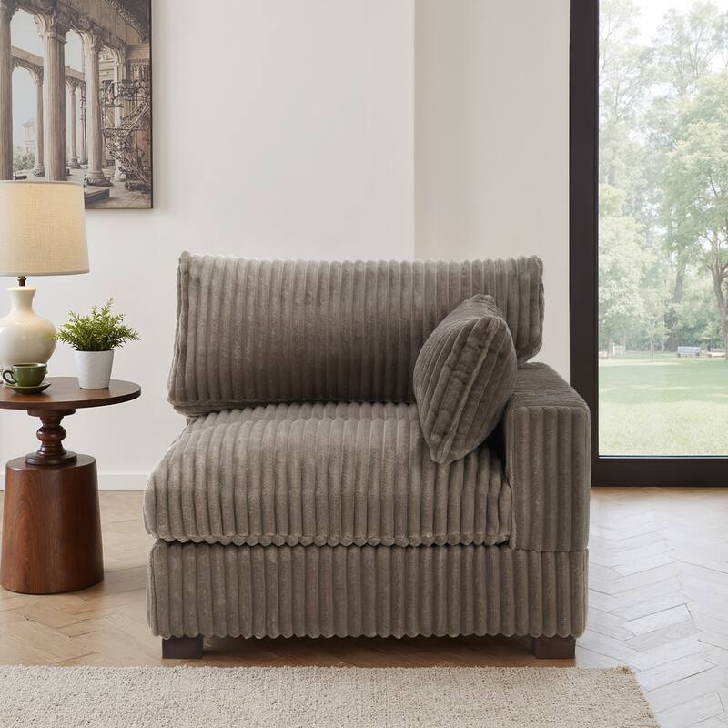 Plush Faux Fur Accent Sofa Chair - Armchair right facing - Brown