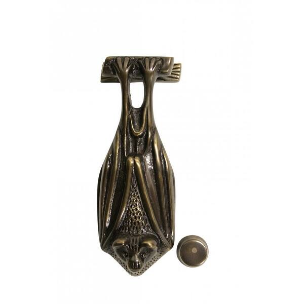 slide 7 of 9, Door Knocker 5" H x 2" W Antique Brass Bat Style Low Maintenance Decorative Door or Gate Knockers Renovators Supply Bronze