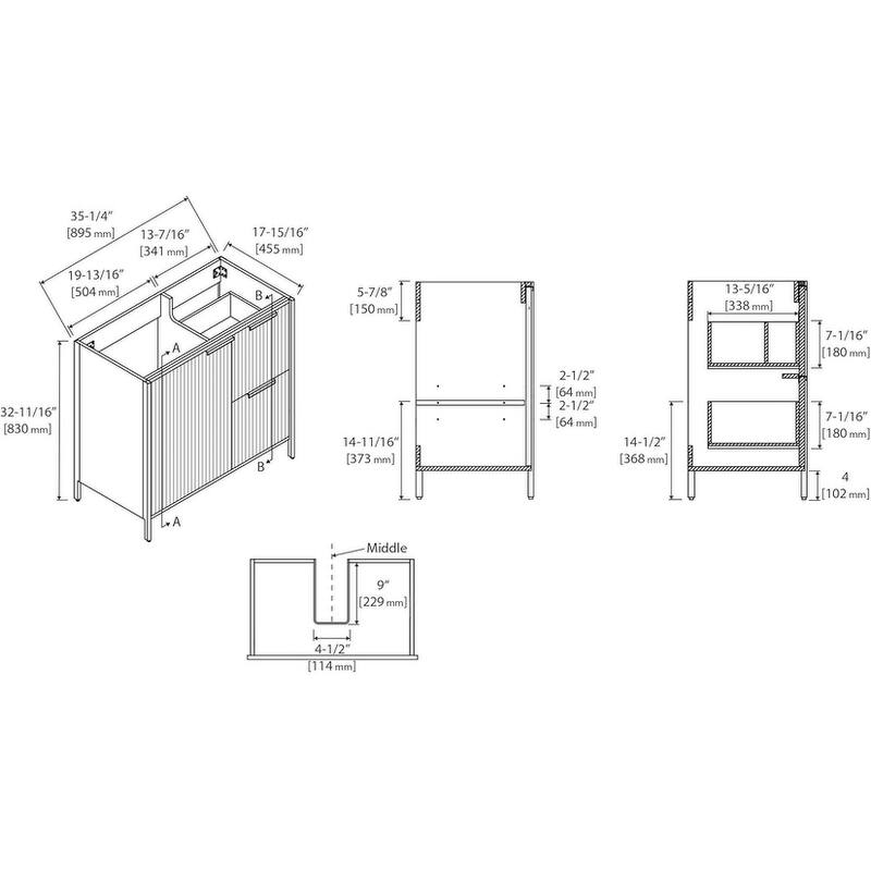 Blossom 36 Inch All Wood Freestanding Bathroom Vanity with Sink