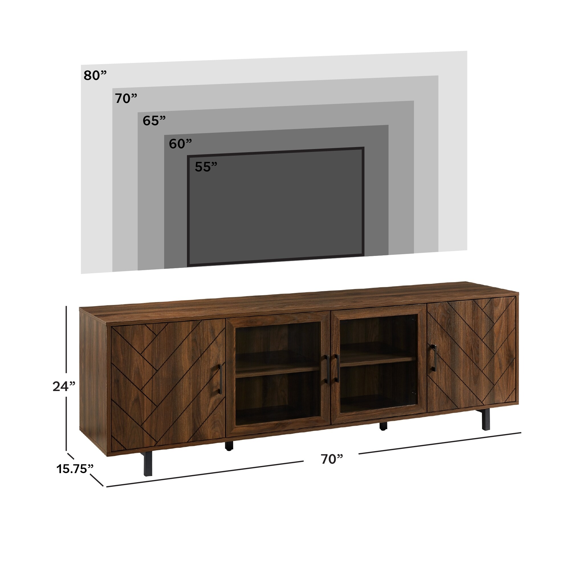 Walker Edison 70-Inch 4-Door Herringbone TV Stand - Overstock