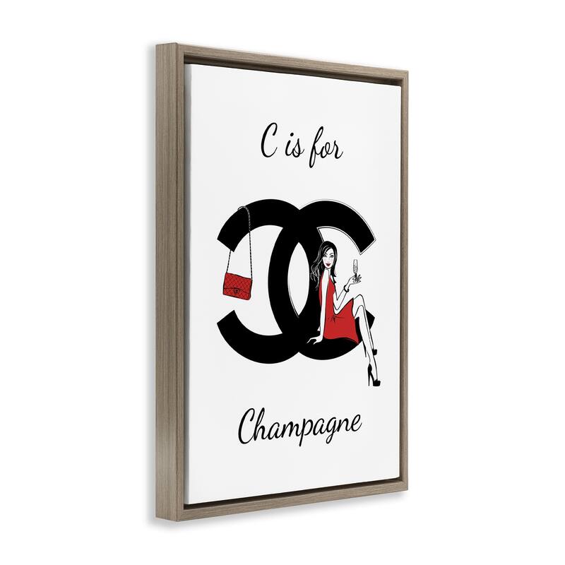 Stupell Glam C Is For Champagne Framed Floater Canvas Wall Art Design By Martina Pavlova