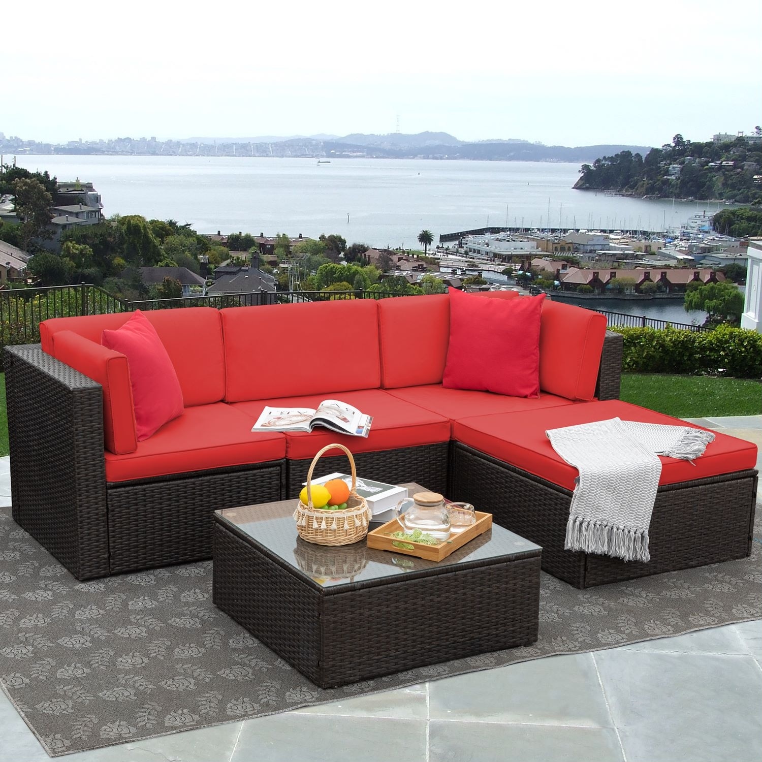 Walnew 6 pieces patio furniture store set outdoor sectional sofa outdoor furniture