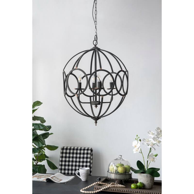 4 - Light Metal Chandelier, Hanging Light Fixture with Adjustable Chain for Kitchen Dining Room Foyer Entryway,Bulb Not Included