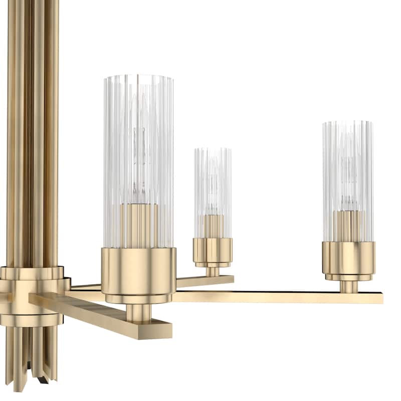 Hunter Gatz Ribbed Glass Chandelier - Dining Room, Kitchen Island, Entry - Glam, Contemporary, Transitional
