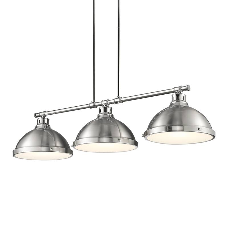 Yep by Golden Lighting Duncan 3-light Island Light in Chrome and Pewter shade