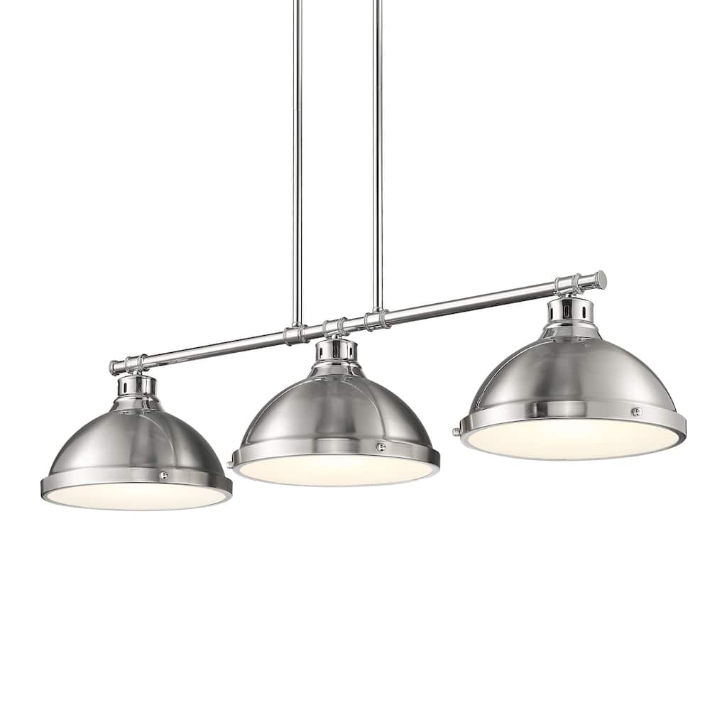 Yep by Golden Lighting Duncan 3-light Island Light in Chrome and Pewter shade