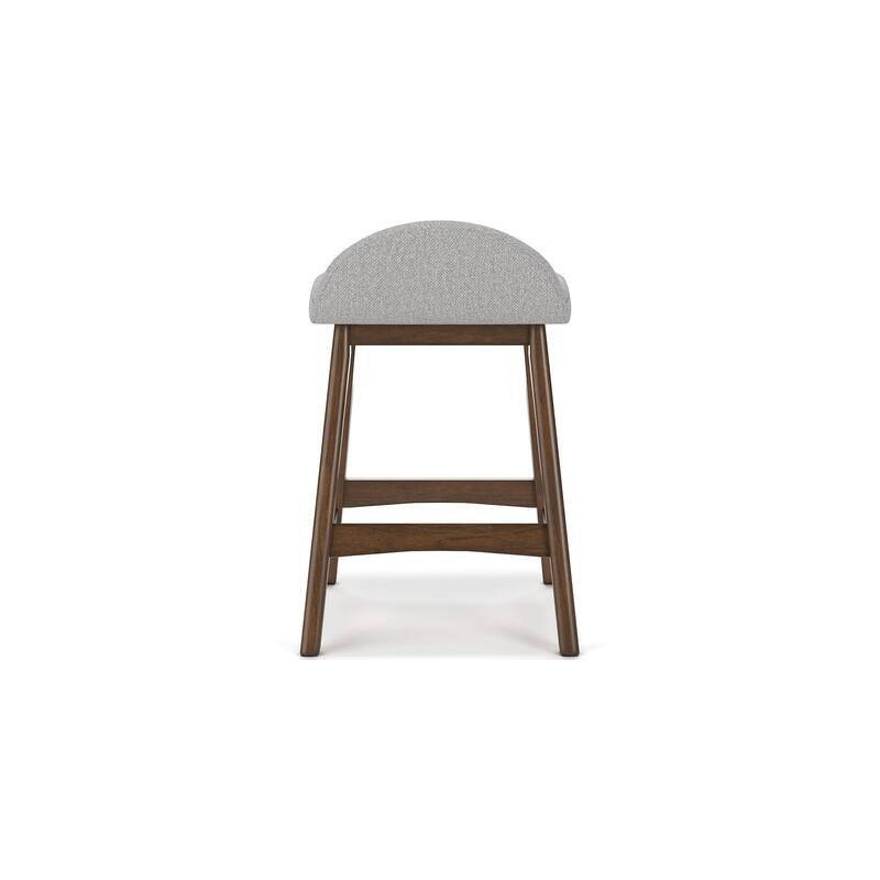Jeyn Counter Stool with Footrest Set of 2, Brown Wood, Light Gray Seat